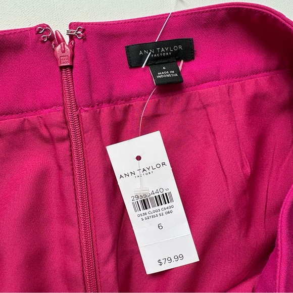 NWT Ann Taylor Pink Zigzag Trim Midi Pencil Skirt Size 6 - Picture 4 of 16
